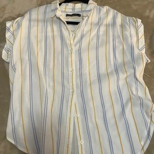 Blue yellow and white button down